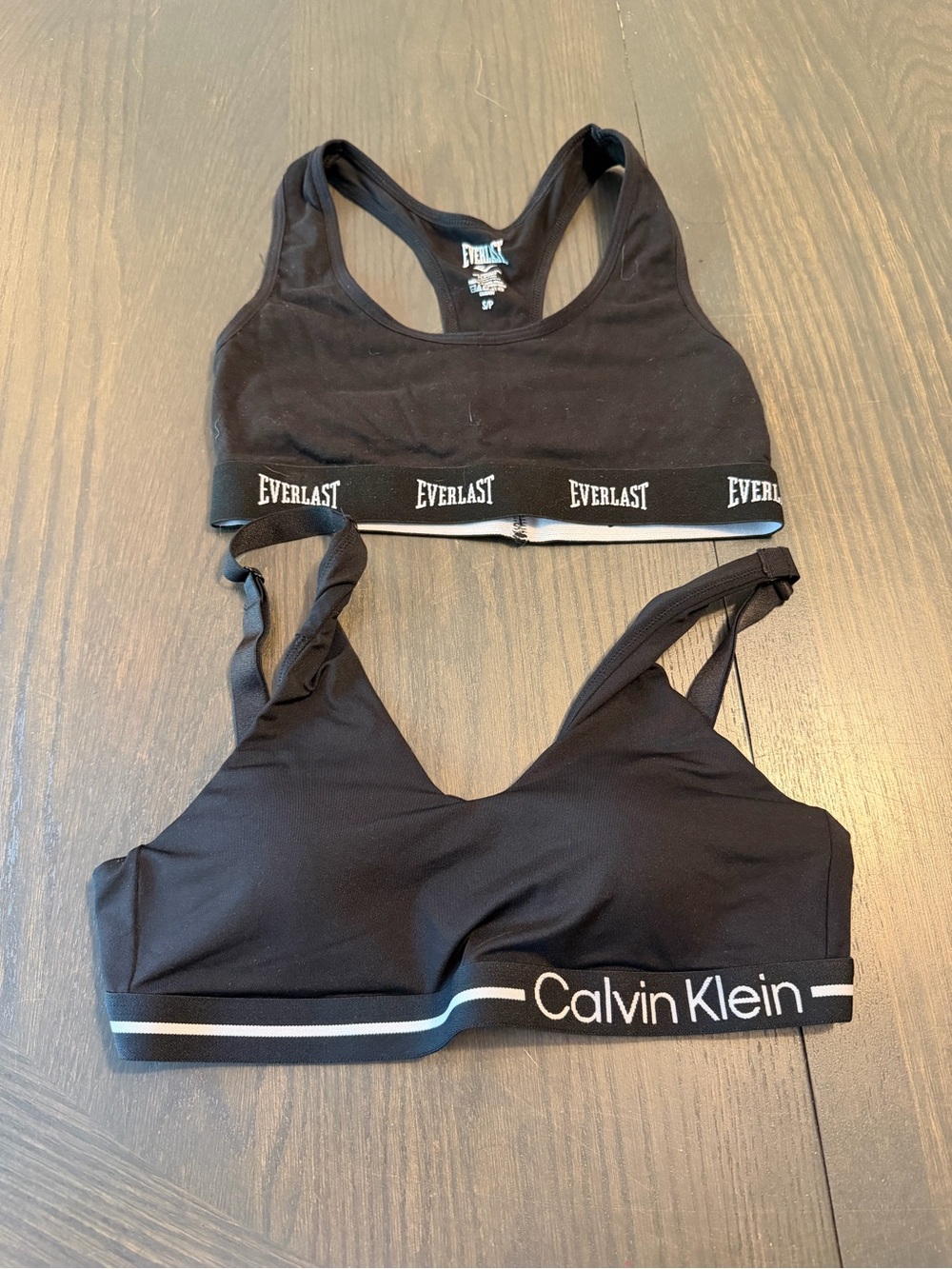 Calvin Klein Black Logo Elastic Bralette and everlast sports bra bundle- NWOT